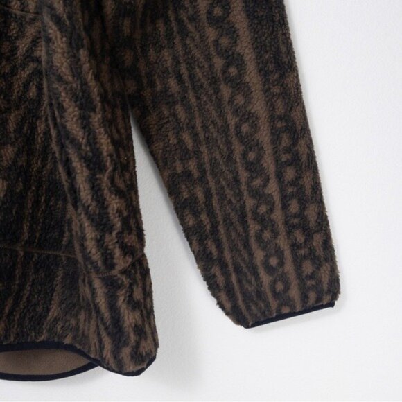 NWT RAINS Heavy Fleece Jacket L Unisex Wood Black Monogram Oversized Boxy - Picture 8 of 12